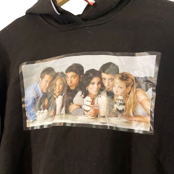 FRIENDS Black Cropped Long Sleeve Hoodie Sweatshirt, Size XS - Picture 3 of 6